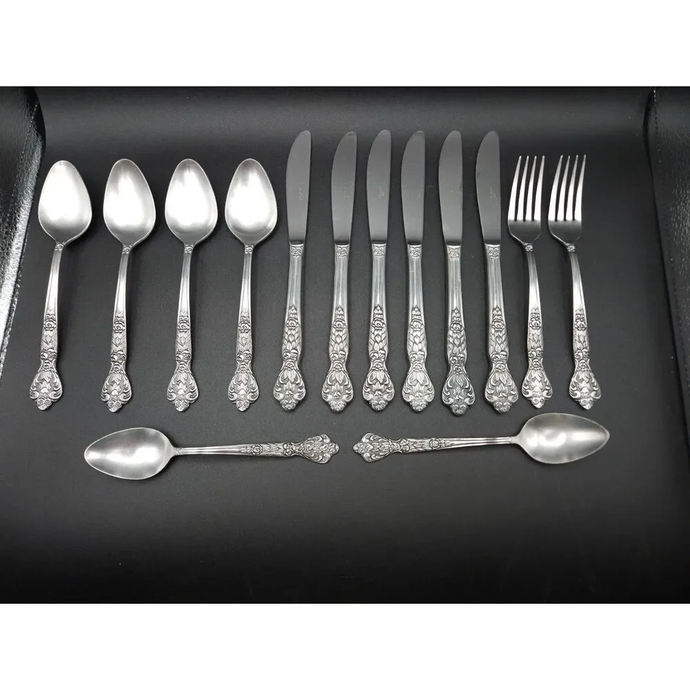 Versailles by MSI Japan Stainless Steel Flatware Roses Floral Mixed set of 14